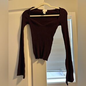 H&M - Ribbed Long Sleeve Top | Burgundy